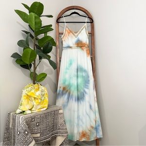 Japna LARGE Sleeveless Tie Dye Embroidered Trim Maxi Dress